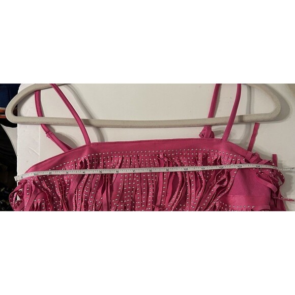 Mainstrip Pink Studded Fringe Spaghetti Strap Crop Top NWT Small - Picture 8 of 10